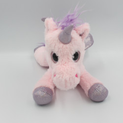 Doudou peluche licorne rose mauve ZEBRA