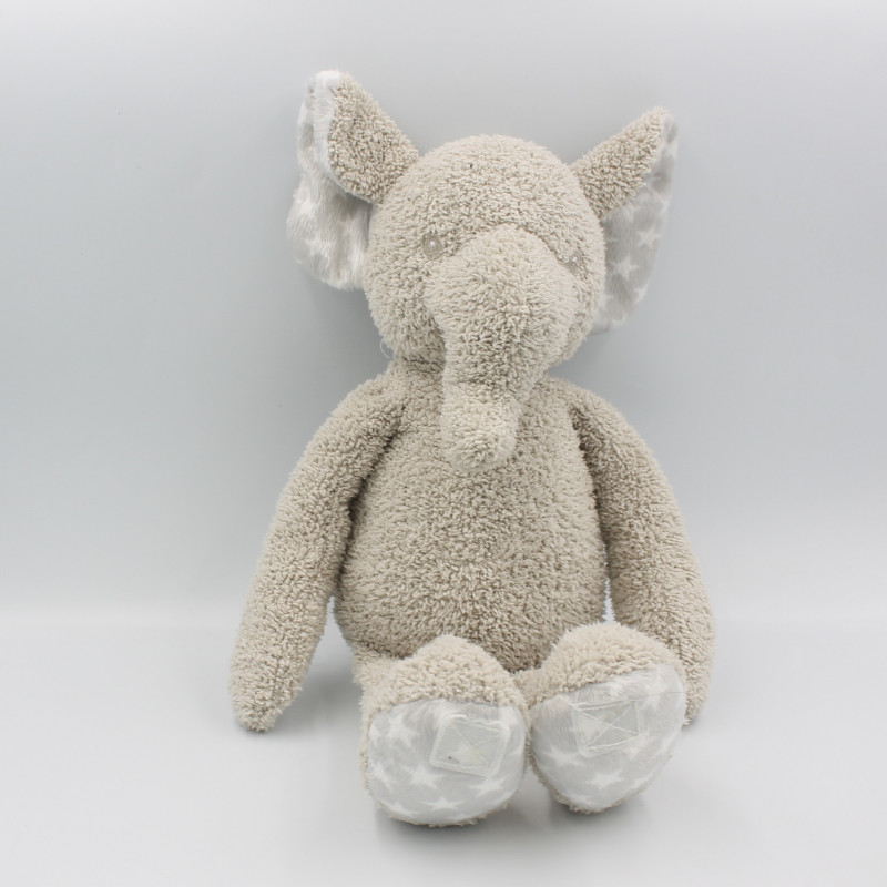 Doudou peluche éléphant gris étoiles CASA