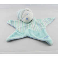 Doudou plat ours bleu Lagoon poisson KALOO