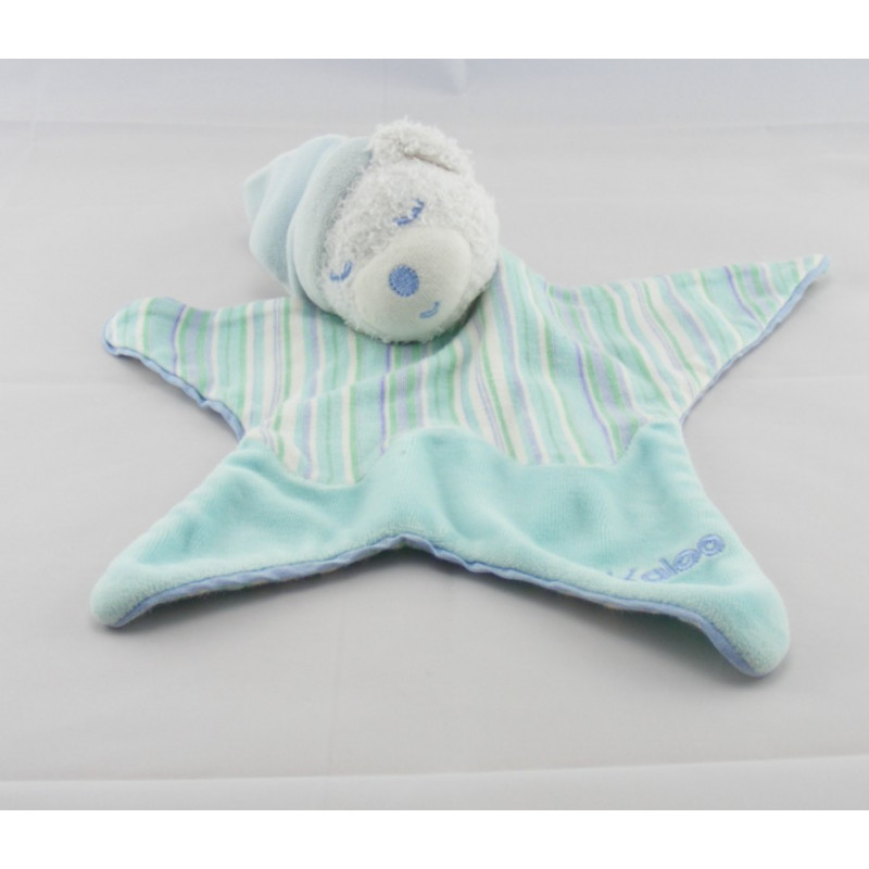 Doudou plat ours bleu Lagoon poisson KALOO