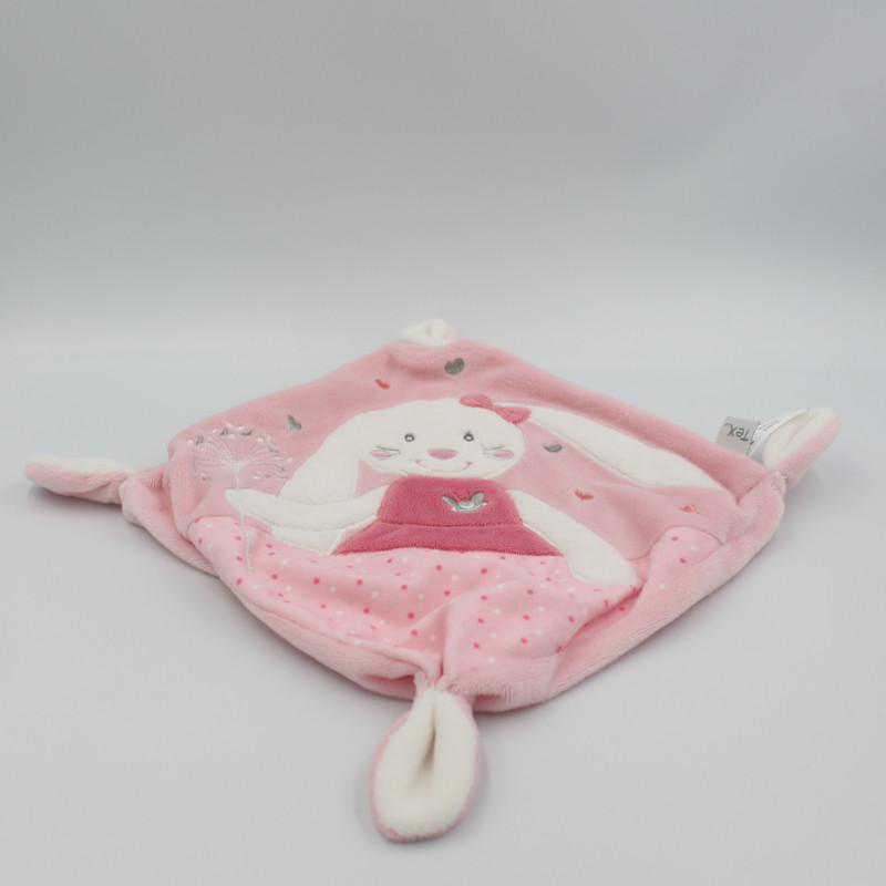 Doudou plat carré rose lapin TEX