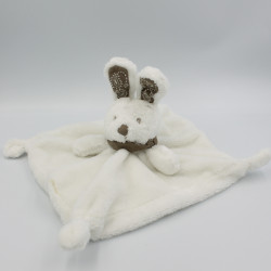 Doudou plat lapin blanc bandanas gris NICOTOY