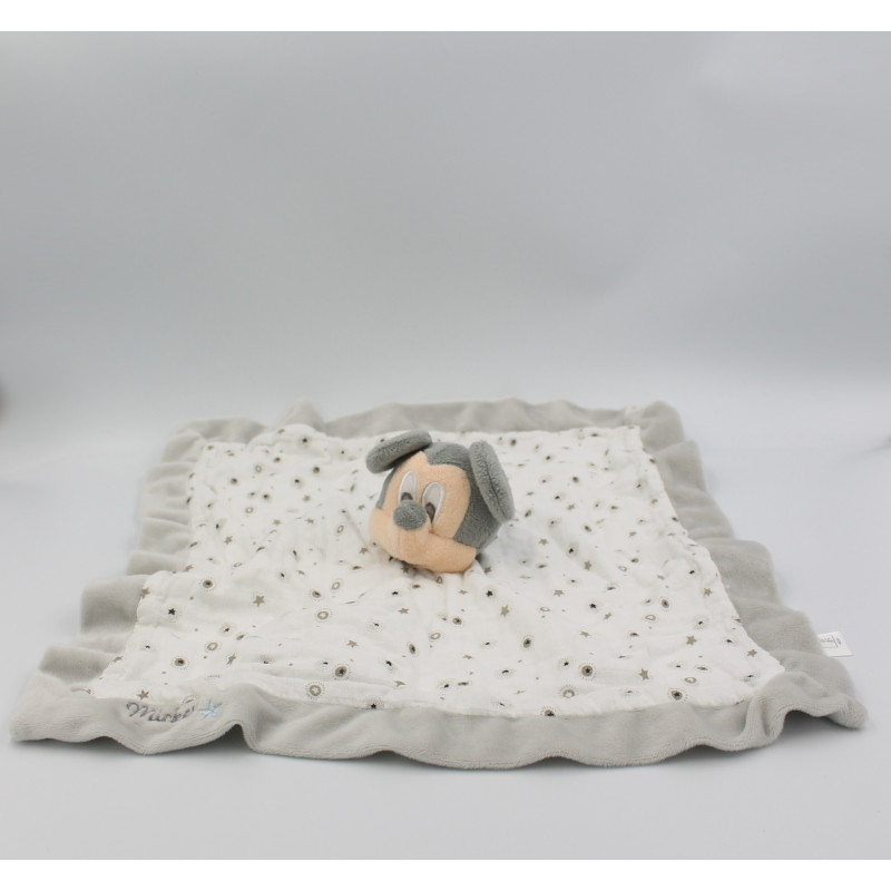 Doudou plat Mickey gris blanc étoiles DISNEY NICOTOY