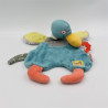 Doudou plat canard bleu vert les Cousins du Moulin MOULIN ROTY