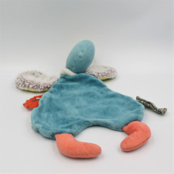 Doudou plat canard bleu vert les Cousins du Moulin MOULIN ROTY