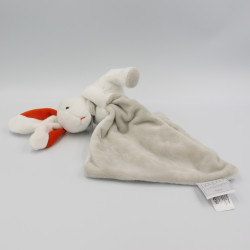 Doudou et compagnie lapin blanc rouge gris mouchoir