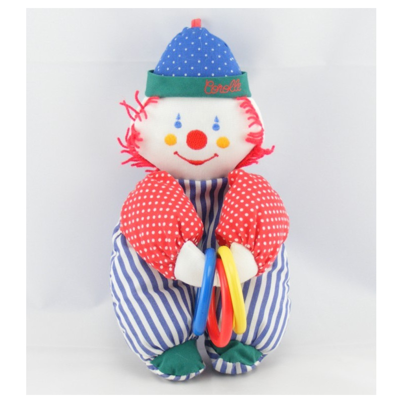 Doudou clown jaune orange rouge COROLLE