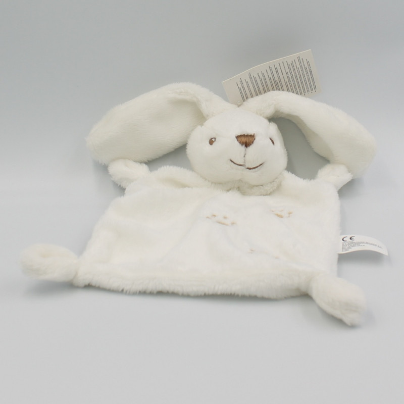 Doudou plat lapin blanc empreintes NICOTOY