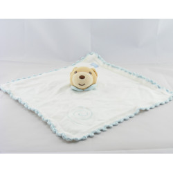 Doudou plat laine bleu ours avec bonnet KALOO