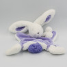 Doudou et Compagnie plat lapin blanc mauve Pompon