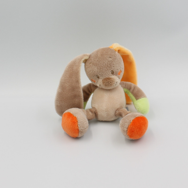 Doudou lapin beige orange vert NATTOU