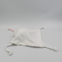 Doudou plat ours blanc rose bleu plumes indien SIPLEC