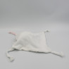 Doudou plat ours blanc rose bleu plumes indien SIPLEC