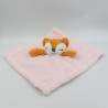 Doudou plat couverture renard orange rose