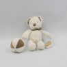 Doudou ours blanc bandanas gris hochet balle NICOTOY