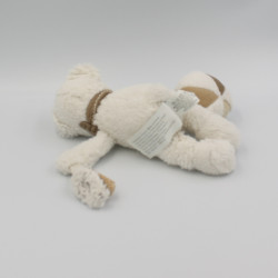 Doudou ours blanc bandanas gris hochet balle NICOTOY