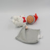 Doudou poupée bébé mouchoir blanc gris rouge Minirêves COROLLE