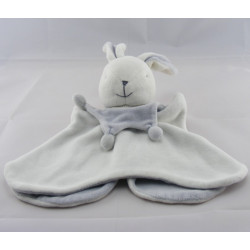 Doudou semi plat mauve blanc Lapin FRANCOISE SAGET