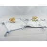 Doudou plat noeuds ours endormi vichy bleu Kaloo