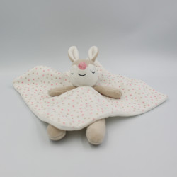 Doudou plat biche blanc beige rose étoiles OBAIBI