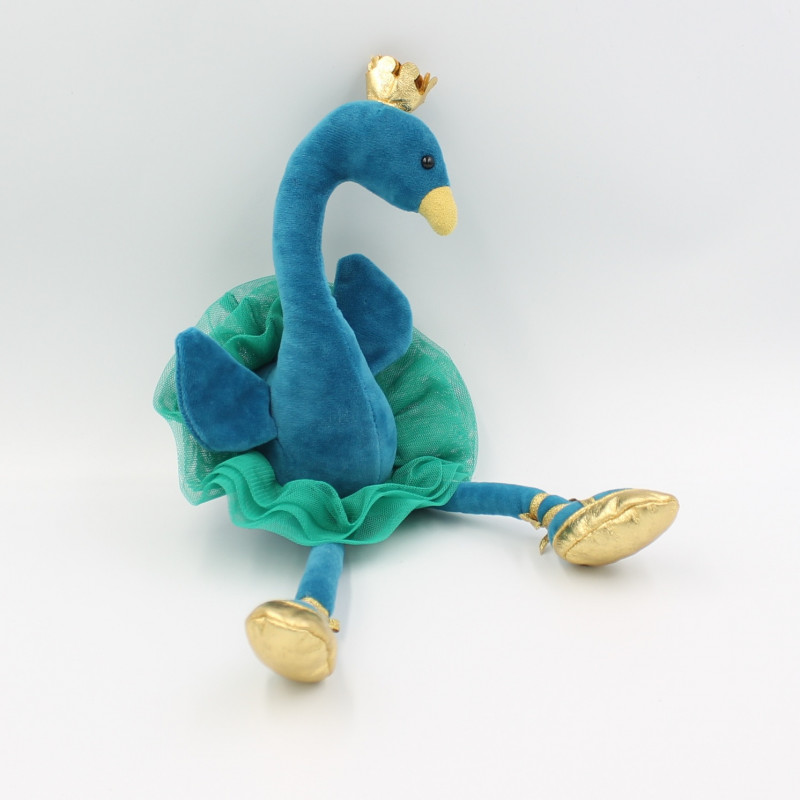 Peluche oiseau paon bleu vert JELLYCAT