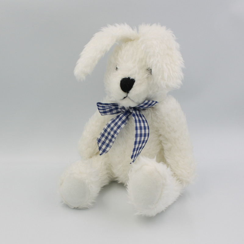 Peluche lapin blanc noeud vichy bleu YVES ROCHER