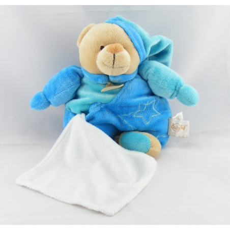 Doudou ours bleu étoiles avec mouchoir BABY NAT