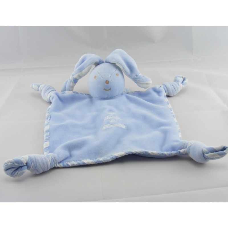 Doudou plat lapin robe bleu TARTINE ET CHOCOLAT