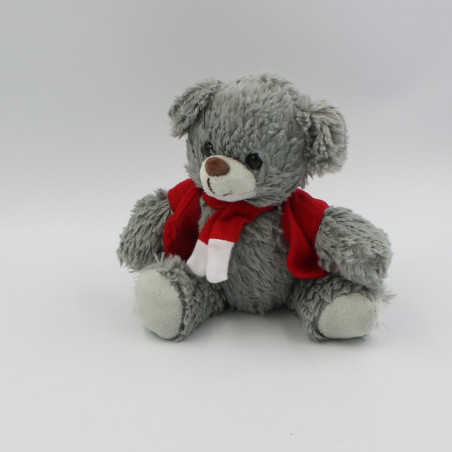 Doudou peluche ours gris rouge BUFFALO GRILL 