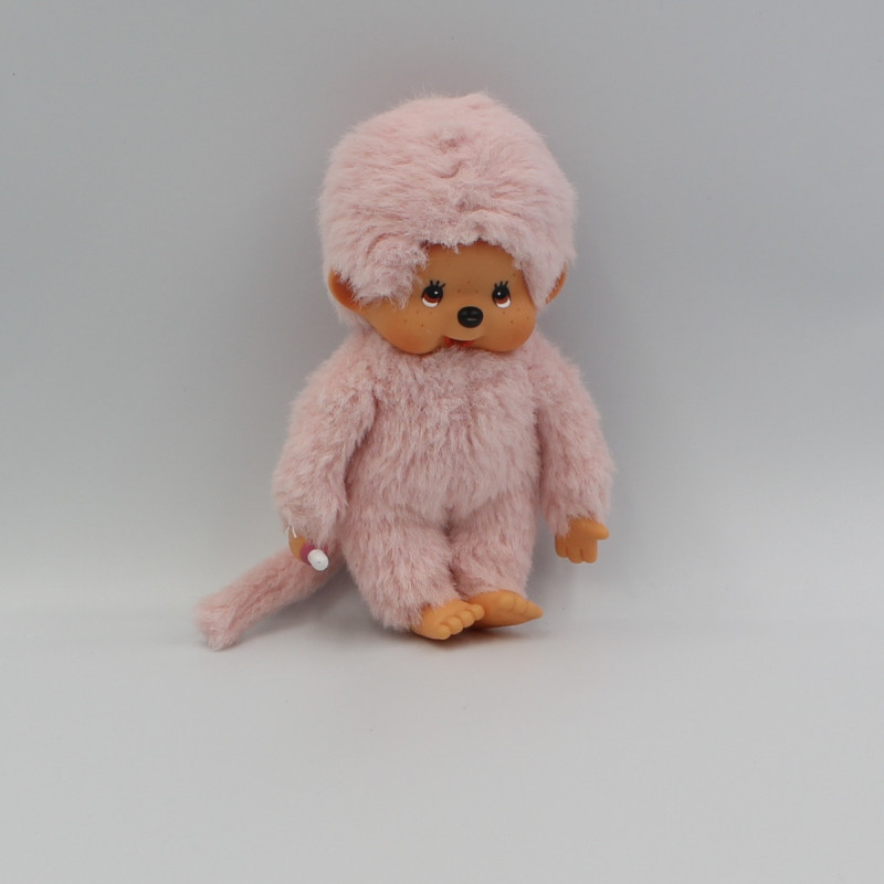 Ancienne Peluche Singe Kiki rose AJENA