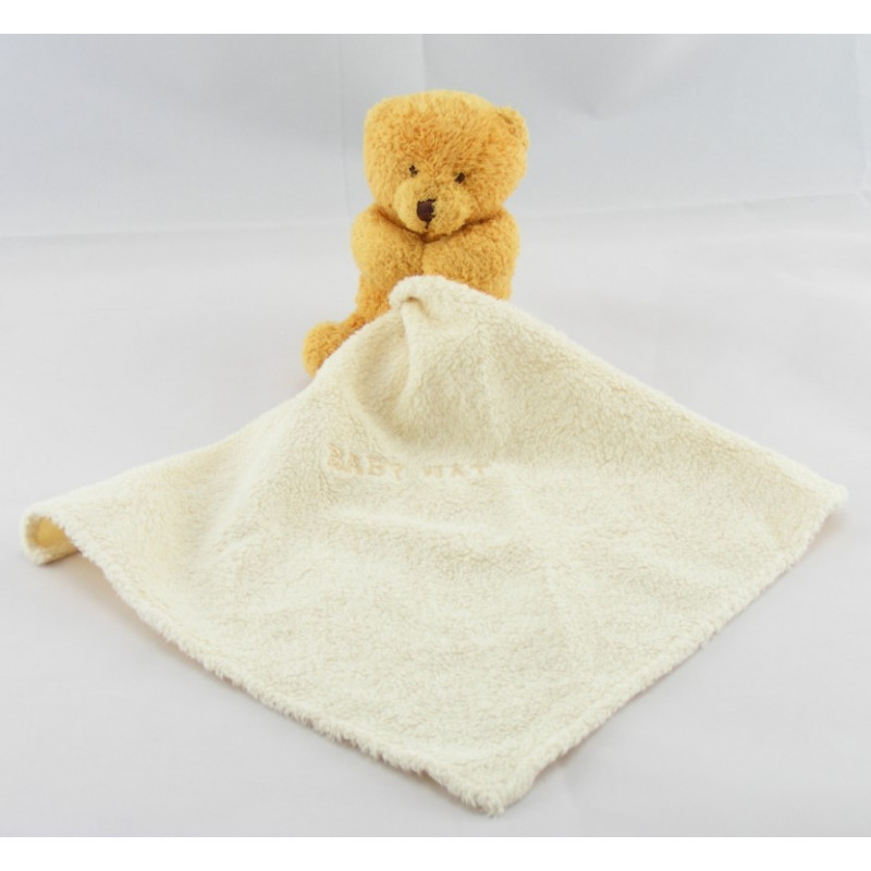Doudou plat ours marron beige mouchoir Baby nat 