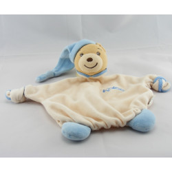 Doudou plat ours bleu blue laine KALOO