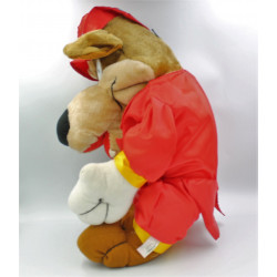 Grande peluche loup marron costume rouge cravate PLAY BY PLAY 