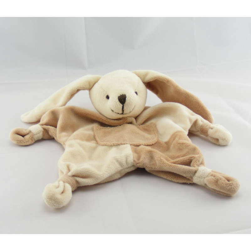 Doudou plat lapin rose bleu jaune formes CMP