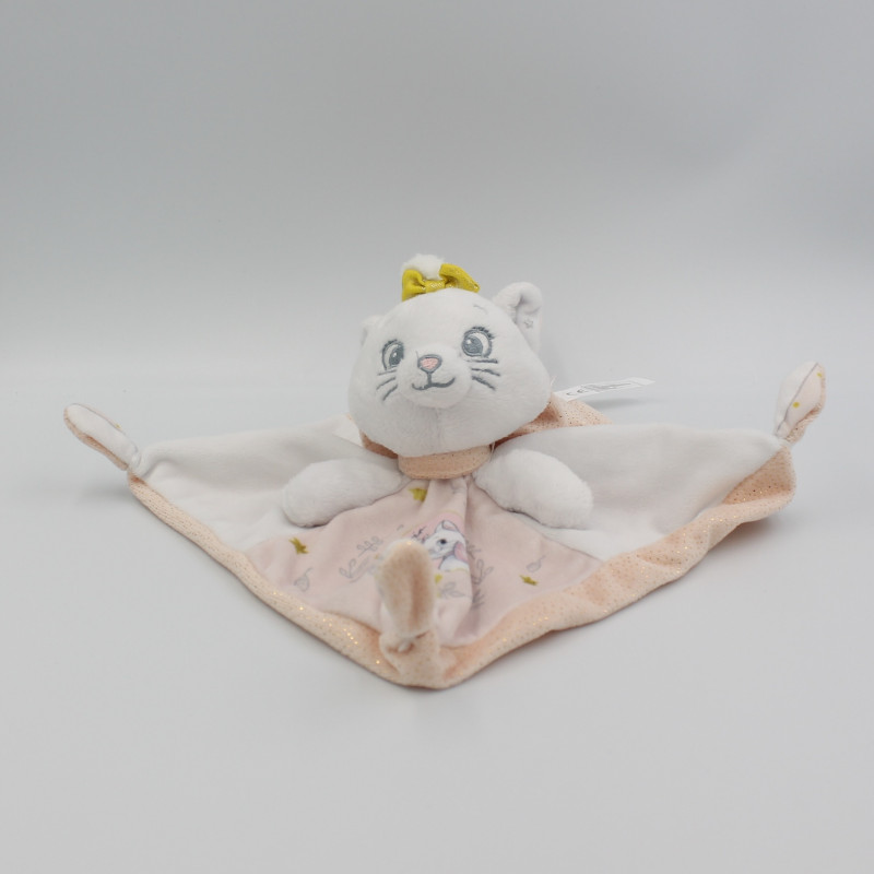 Doudou plat Chat Marie blanc rose pailleté Les Aristochats Disney NICOTOY
