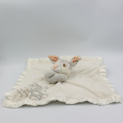 Doudou plat couverture écru satin lapin Pan-pan Panpan Disney