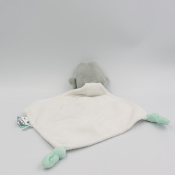 Doudou chouette hibou gris blanc bleu mouchoir TIAMO COLLECTION