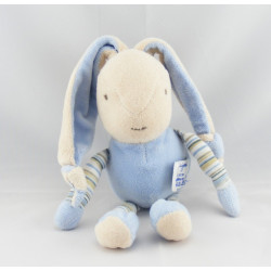 Doudou lapin bleu hochet AJENA