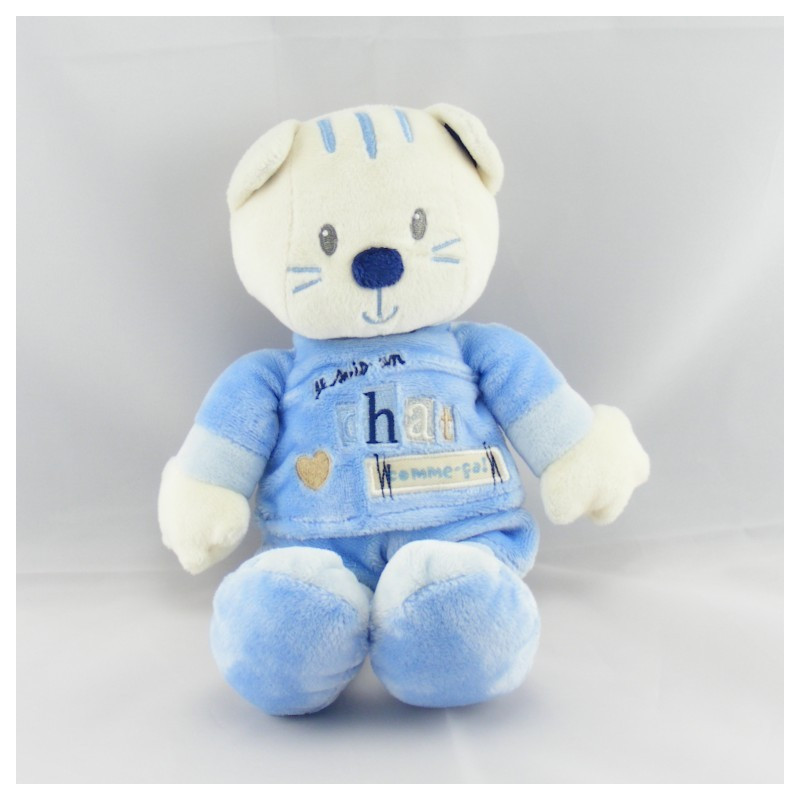 Doudou chat jaune vert je suis un chat comme ça NICOTOY