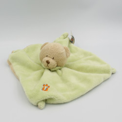 Doudou plat ours beige vert PLUSHIES COLLECTION