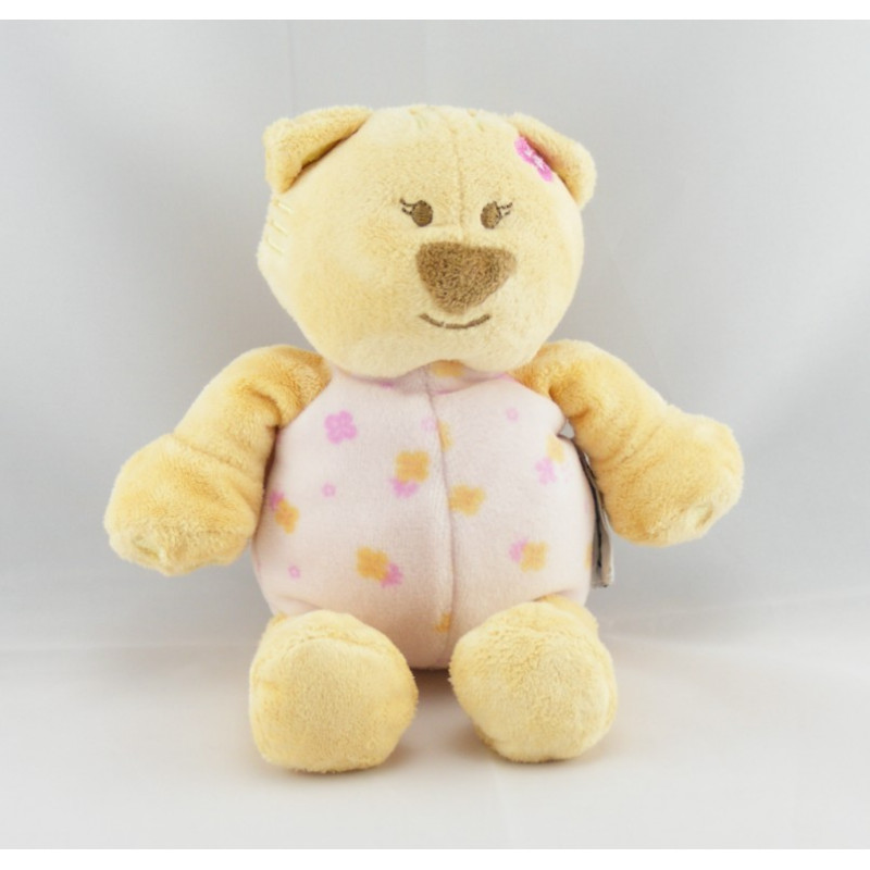 Doudou plat ours bleu foulard vert AMTOYS BENGY