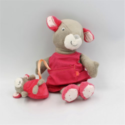 Doudou kangourou gris rose bébé OBAIBI