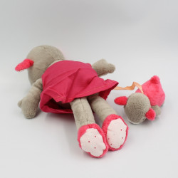 Doudou kangourou gris rose bébé OBAIBI