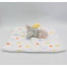 Doudou plat Dumbo l'éléphant gris blanc jaune bleu vert étoiles DISNEY
