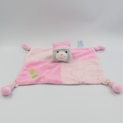 Doudou plat chat rose feuilles vertes GIPSY