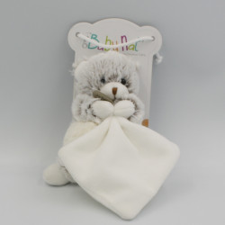 Doudou ours blanc marron tout doux mouchoir flocons BABY NAT 15 cm Neuf