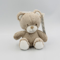 Doudou ours marron beige blanc TEX 15 cm NEUF
