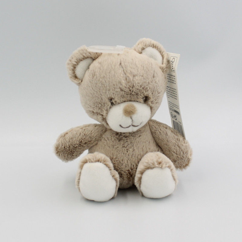 Doudou ours marron beige blanc TEX 15 cm NEUF