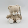 Doudou ours marron beige blanc TEX 15 cm NEUF