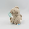 Doudou ours marron beige blanc TEX 15 cm NEUF